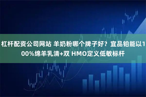 杠杆配资公司网站 羊奶粉哪个牌子好？宜品铂能以100%绵羊乳清+双 HMO定义低敏标杆