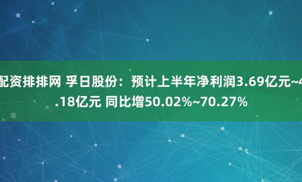 配资排排网 孚日股份：预计上半年净利润3.69亿元~4.18亿元 同比增50.02%~70.27%